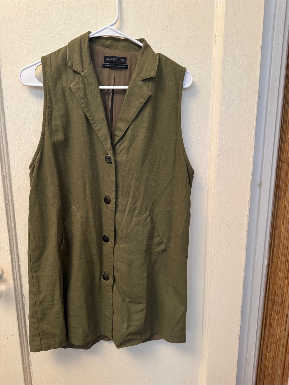 Urban Outfitters Olive Sleeveless Button-Front Dress/Vest